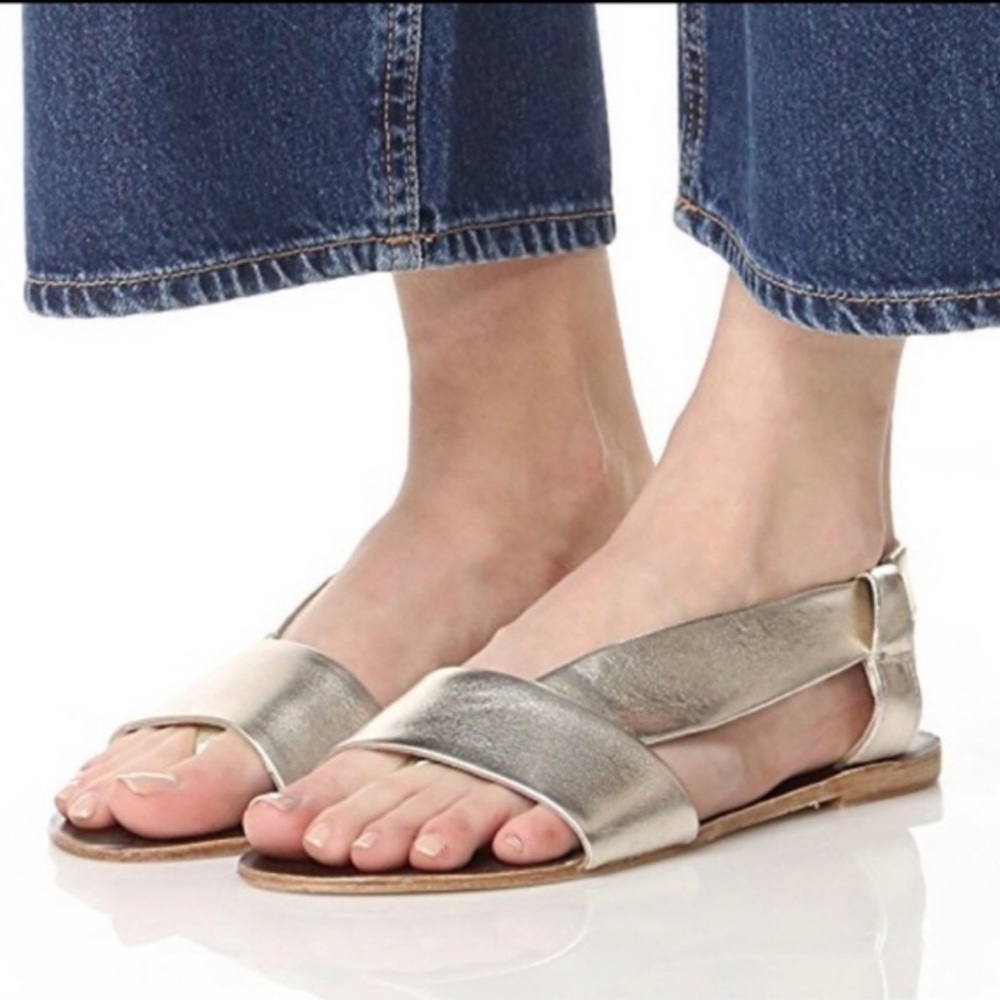 Free People Under Wraps Gold Leather Sandals sz 39